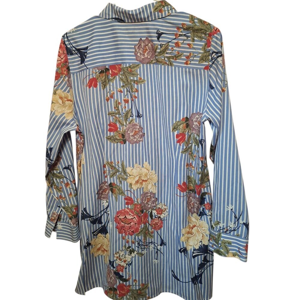 Chicos Button Down Long Sleeved Blouse No Iron Ladies 6 or Vanity 0.5 Floral - Picture 3 of 6
